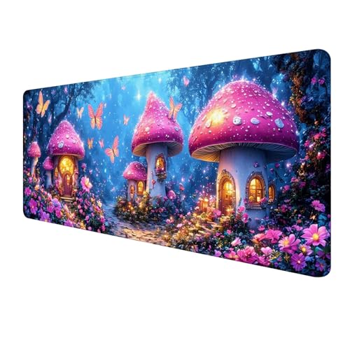 Lila Mousepad 1200 x 400 mm, Gaming Mauspad XXL Pilz Mousepad, Groß Schreibtischunterlage, Mouse Pad Gaming Tastatur Matte mit Genähten Kanten, rutschfeste Gummibasis Desk Mat, Geschenke Männer S-935 von FeiPride