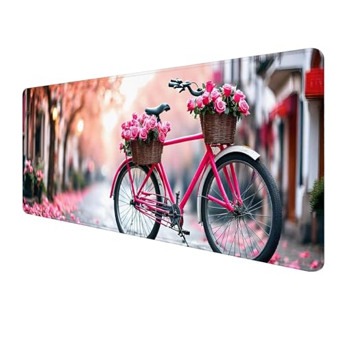 Rosa Mousepad 1200 x 400 mm,Gaming Mauspad XXL Blume Mousepad,Groß Schreibtischunterlage,Mouse Pad Gaming Tastatur Matte mit Genähten Kanten,rutschfeste Gummibasis Desk Mat,Geschenke Männer S-941 von FeiPride