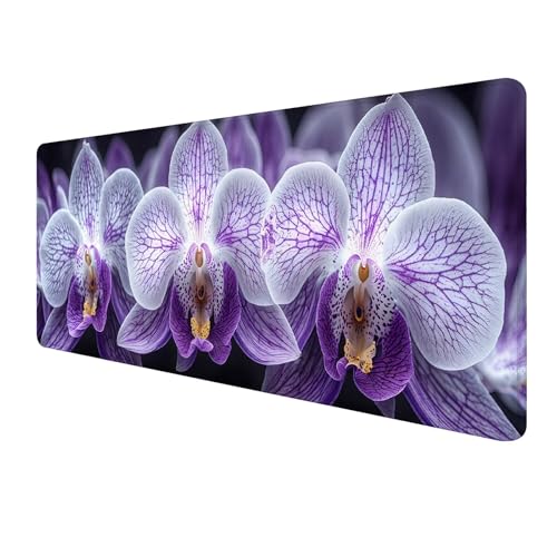 XXL Mauspad 1200 x 400 mm, Lila Mousepad, Gaming Mouse Pad Wasserdicht und Langlebig, rutschfeste Gummibasis, Genähte Kanten Mauspad Blume, Mauspads Schreibtischunterlage für Home Gaming Office S-561 von FeiPride