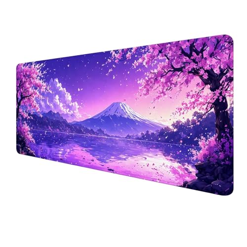 XXL Mauspad 1200 x 400 mm, Lila Mousepad, Gaming Mouse Pad Wasserdicht und Langlebig, rutschfeste Gummibasis, Genähte Kanten Mauspad Landschaft, Mauspads Schreibtischunterlage für Home Office S-498 von FeiPride