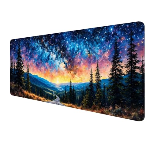 XXL Mauspad 1200 x 400 mm,Landschaft Mousepad,Gaming Mouse Pad Wasserdicht Langlebig,rutschfeste Gummibasis,Genähte Kanten Mauspad Sternenhimmel,Mauspads Schreibtischunterlage für Home Office S-291 von FeiPride