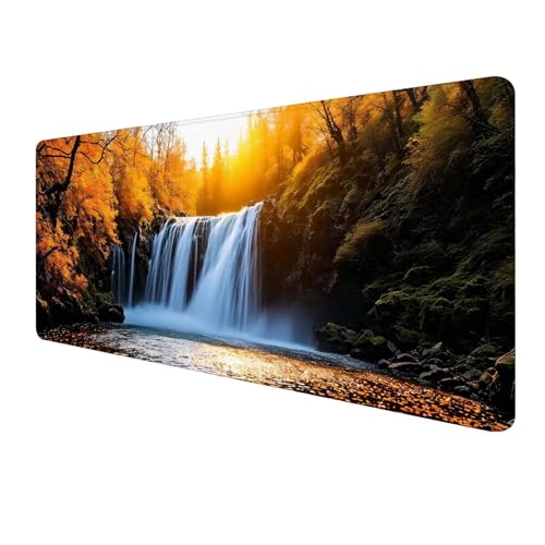 XXL Mauspad 1200 x 500 mm, Herbst Mousepad, Gaming Mouse Pad Wasserdicht und Langlebig, rutschfeste Gummibasis, Genähte Kanten Mauspad Landschaft, Mauspads Schreibtischunterlage für Home Office S-317 von FeiPride