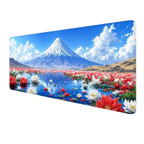 XXL Mauspad 1500 x 600 mm, Blau Mousepad, Gaming Mouse Pad Wasserdicht und Langlebig, rutschfeste Gummibasis, Genähte Kanten Mauspad Landschaft, Mauspads Schreibtischunterlage für Home Office S-517 von FeiPride