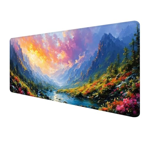 XXL Mauspad 1500 x 600 mm, Herbst Mousepad, Gaming Mouse Pad Wasserdicht und Langlebig, rutschfeste Gummibasis, Genähte Kanten Mauspad Landschaft, Mauspads Schreibtischunterlage für Home Office S-31 von FeiPride