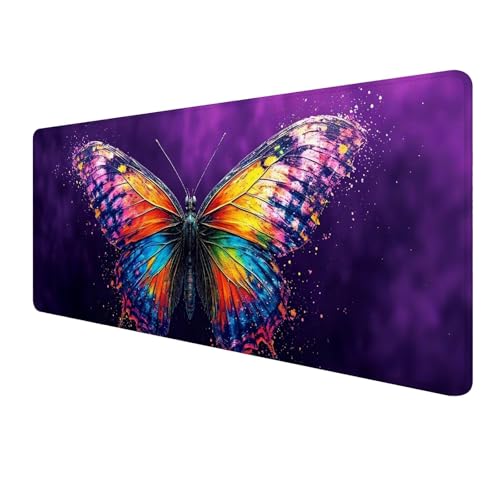 XXL Mauspad 1500 x 600 mm,Farbe Mousepad,Gaming Mouse Pad Wasserdicht und Langlebig,rutschfeste Gummibasis,Genähte Kanten Mauspad Schmetterling,Mauspads Schreibtischunterlage für Home Office S-733 von FeiPride