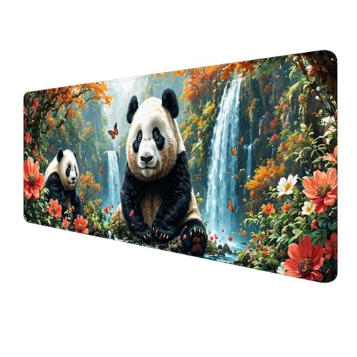 XXL Mauspad 900 x 300 mm, Tier Mousepad, Mauspad Gaming, Mouse Pad Wasserdicht und Langlebig, Rutschfeste Gummibasis, Genähte Kanten Mauspad Panda, Mauspads Schreibtischunterlage für Home Office S-632 von FeiPride