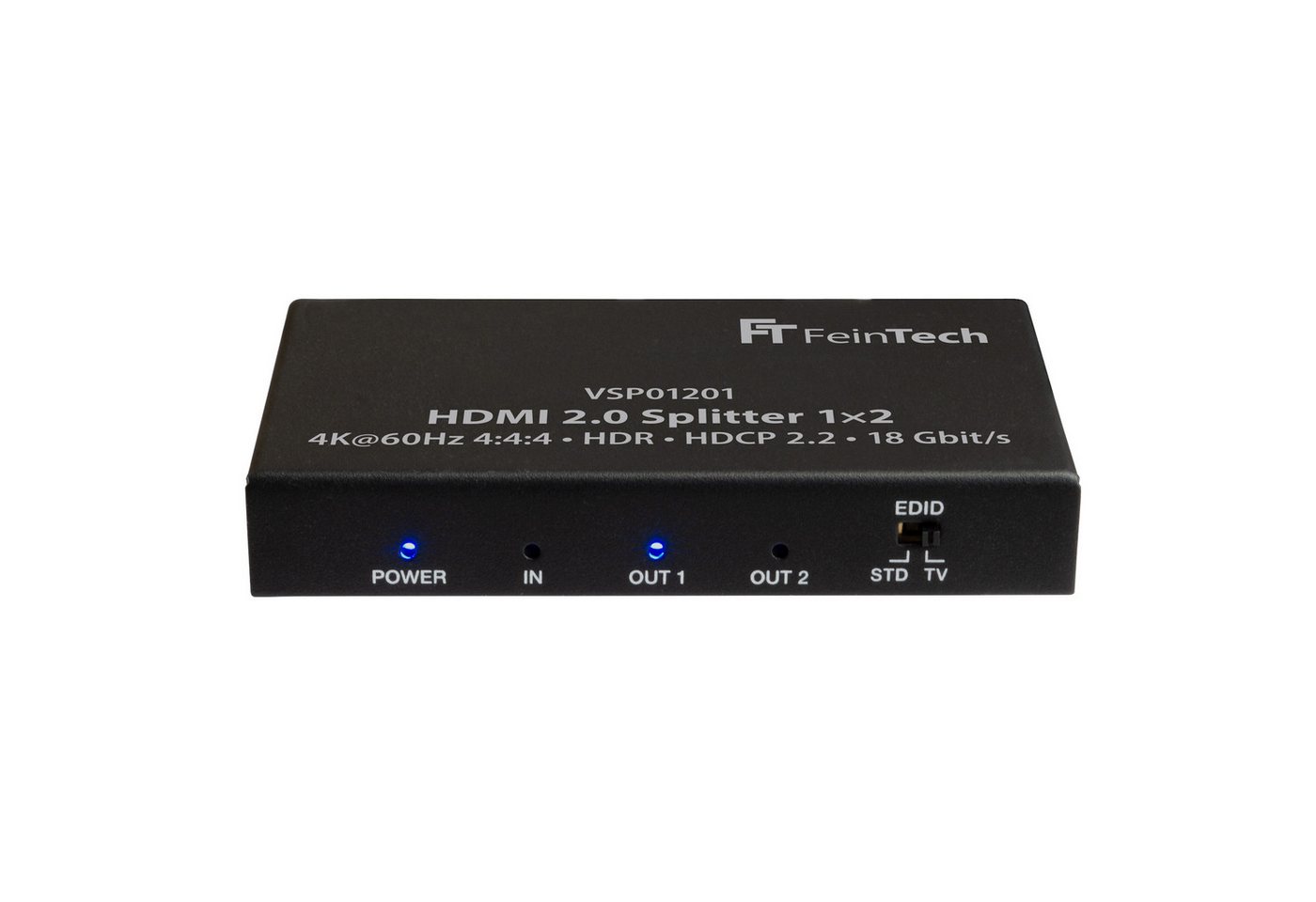 FeinTech HDMI-Splitter VSP01201 HDMI 2.0 Splitter 1x2, Downscaler, EDID-Management von FeinTech