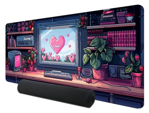 Rosa Mauspad, Gaming Mauspad 1200 x 600 mm, Groß Mauspad Gaming mit Motiv, XXL Mauspad Karikatur mit Rutschfeste Gummibasis, Mouse Pad mit Einer Speziellen Oberfläche für Gaming, Büro und Zuhause, N-0 von Feionnug