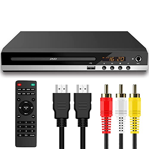 Felenny DVD- Player, 1080P HDMI DVD- Player für Smart- TV, unterstützt 1080P Full HD, mit HDMI- und AV- Kabel, CD- VCD- Player, USB- Multifunktions- Player mit Fernbedienung für Heim- Stereoanlage von Felenny