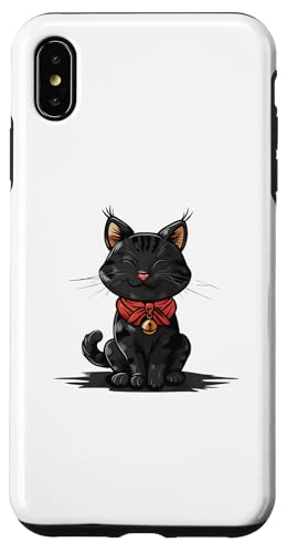Hülle für iPhone XS Max Silhouette Kätzchen, Tierliebhaber, japanische Kunst, niedliche Katze von Feline Animal Kitty Friends Enthusiasts