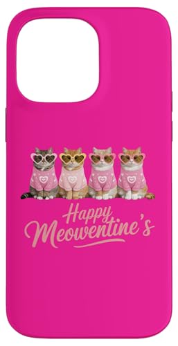 Hülle für iPhone 14 Pro Max Happy Meowentine's Cute Cats Lustiges Katzen-Wortspiel zum Valentinstag von Feline Valentine's Day Shirt Funny Cat Lover Gift