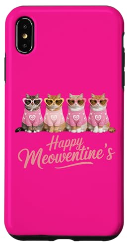 Hülle für iPhone XS Max Happy Meowentine's Cute Cats Lustiges Katzen-Wortspiel zum Valentinstag von Feline Valentine's Day Shirt Funny Cat Lover Gift