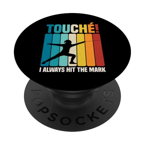 Fencing Touché Retro Epee Fechten Schwert Lustiger Fechter PopSockets Klebender PopGrip von Fencing Gear for Fencer Men Women Kids