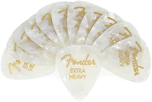 Fender 351 Shape Premium Picks, extra schwer, White Moto, 12 Stück von Fender