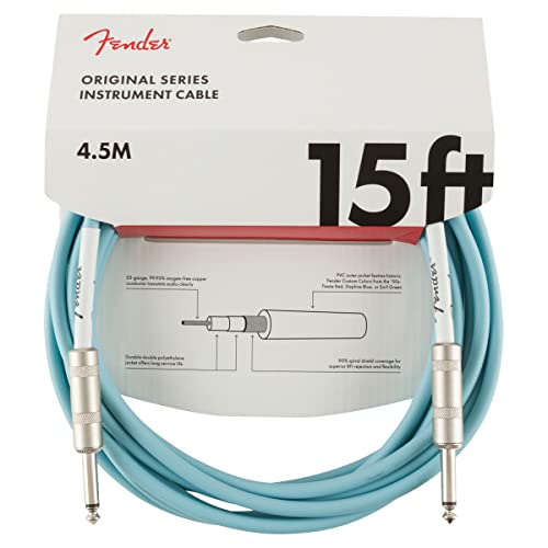 Fender Original Series Instrumentenkabel, für E-Gitarre und Bass, 4,5m, Gerade/Gerade, Daphne Blue von Fender