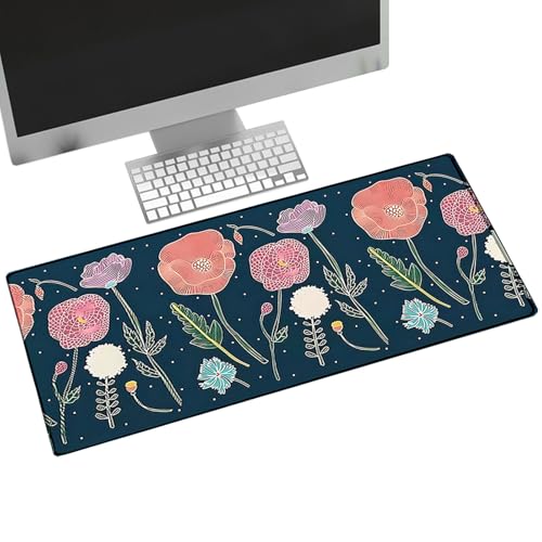 FengFaer Großes Mauspad mit niedlichen Blumen für Schreibtisch, Schreibtischunterlage, große Computermatte, Boho, ästhetischer Bürobedarf, Blumen-Mauspad, Schreibtisch-Dekoration, Schutzmatten für von FengFaer