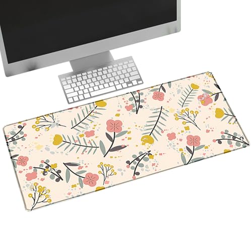 FengFaer Großes Mauspad mit niedlichen Blumen für den Schreibtisch, Schreibtischunterlage, große Computermatte, Boho, ästhetischer Bürobedarf, Blumen-Mauspad, Schreibtisch-Dekor, Schutzmatten für von FengFaer