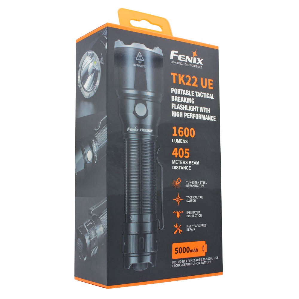 Fenix TK22UE LED Taschenlampe 1600 Lumen inklusive Akku 5Ah mit USB-C Ladeanschluss von Fenix