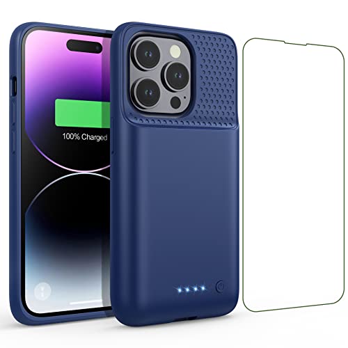 Feob Akkuhülle für iPhone 14 Pro,【2023 Neueste】7200mAh Smart Battery Case Zusatzakku Ladehülle Tragbare Akku Hülle Abnehmbare Handyhülle Akku Powerbank hülle Akku Case für iPhone 14 Pro[6,1 Zoll]-Blau von Feob