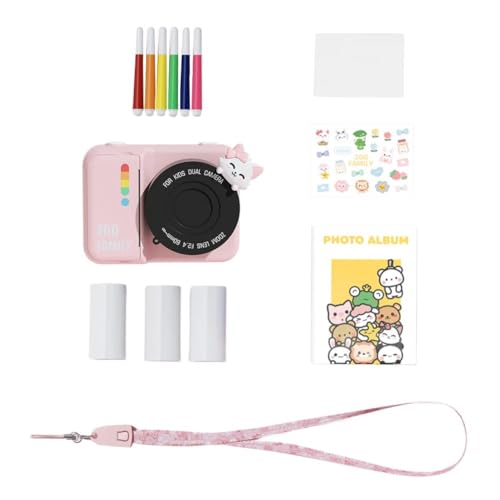 Feriany Sofortbildkamera für Kinder, 3-Bildschirm, WiFi-HD-Digitalkamera mit 48-Megapixel-Doppelobjektiv-Thermofotopapier (Rosa), Einfache Installation, Einfache Bedienung von Feriany