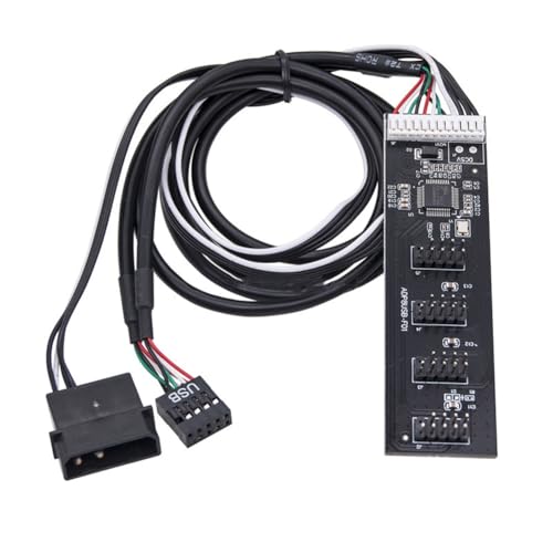 Feriany USB2.0-Header-Splitter IDE 9 Pin 1 zu 4 Verlängerungshub-Splitter mit SATA/IDE-Interface-Kabel für PC-Mainboard-Adapter von Feriany