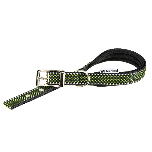 Collare per Cani Riflettente Imbottito DAYTONA DELUXE C20/43, Regolabile, Fibbia in Metallo, Nero-Verde von Ferplast