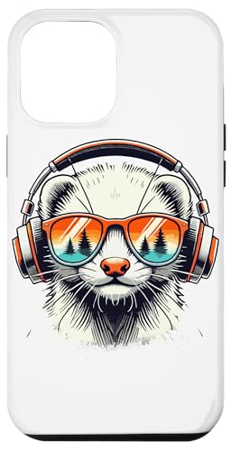 Hülle für iPhone 13 Pro Max Retro Sunset Frettchen Sonnenbrille Kopfhörer von Ferrets Ferret Lover Gifts