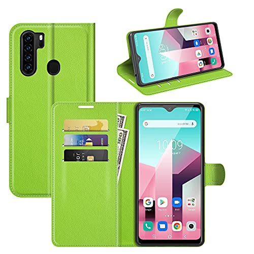 Fertuo Hülle für Blackview A80 Plus / A80 Pro, Handyhülle Leder Flip Case Tasche mit Standfunktion, Kartenfach, Magnetschnalle, Silikon Bumper Schutzhülle Cover für Blackview A80 Plus, Grün von Fertuo