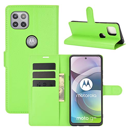 Fertuo Hülle für Motorola Moto G 5G, Handyhülle Leder Flip Case Tasche mit Standfunktion, Kartenfach, Magnetschnalle, Silikon Bumper Schutzhülle Cover für Motorola Moto G 5G, Grün von Fertuo