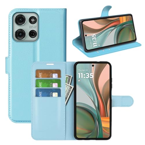 Fertuo Hülle für Motorola Moto G75, Handyhülle Leder Flip Case Tasche mit Standfunktion, Kartenfach, Magnetschnalle, Silikon Bumper Schutzhülle Cover für Motorola Moto G75, Blau von Fertuo