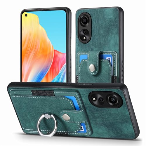 Fertuo Hülle für Oppo A78 4G, PU Leder Handyhülle Case Silikon Tasche Hartes PC mit Kartenfach, Magnet und Ständer Schutzhülle Stoßfest für Oppo A78 4G, Grün von Fertuo