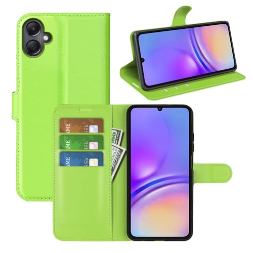 Fertuo Hülle für Samsung Galaxy A06, Handyhülle Leder Flip Case Tasche mit Standfunktion, Kartenfach, Magnetschnalle, Silikon Bumper Schutzhülle Cover für Samsung Galaxy A06, Grün von Fertuo