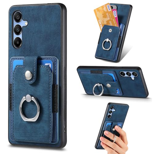 Fertuo Hülle für Samsung Galaxy A16, PU Leder Handyhülle Case Silikon Tasche Hartes PC mit Kartenfach, Magnet und Ständer Schutzhülle Stoßfest für Samsung Galaxy A16, Blau von Fertuo