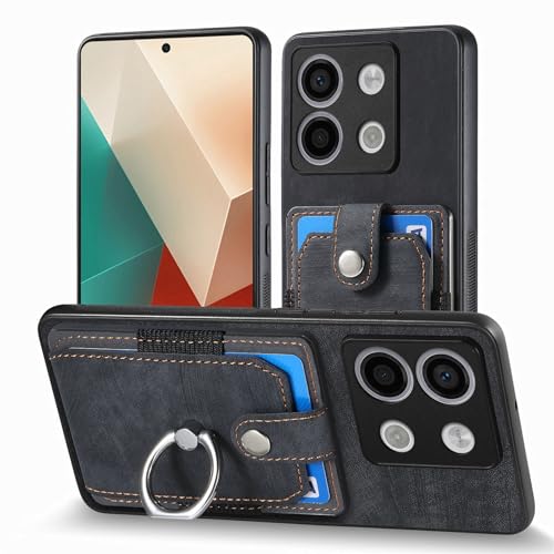 Fertuo Hülle für Xiaomi Redmi Note 13 5G, PU Leder Handyhülle Case Silikon Tasche Hartes PC mit Kartenfach, Magnet und Ständer Schutzhülle Stoßfest für Xiaomi Redmi Note 13 5G, Schwarz von Fertuo