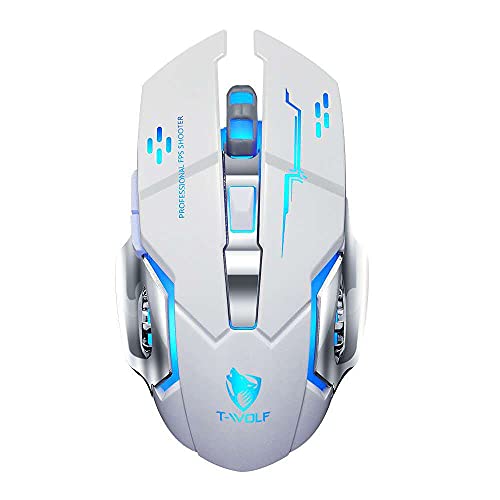 Fesjoy Gaming-Maus, Thunder Wolf Q13 Lädt Stummschaltung, Wirel, Gaming-Maus, leuchtend, mechanisch, Cross-border [Q13 Single-Modus] Perlweiß von Fesjoy