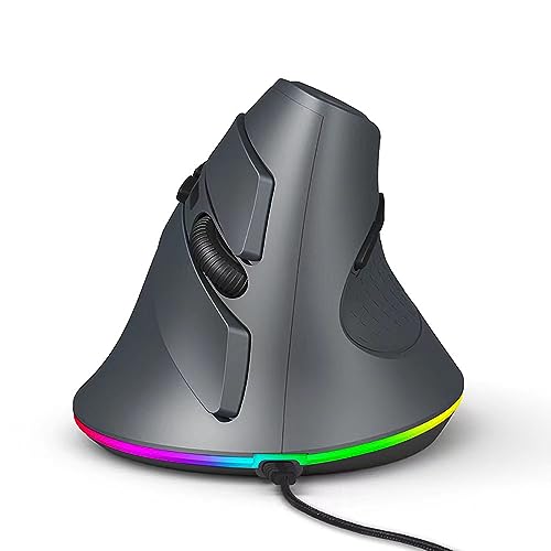 Kabellose Gaming-Maus, Gaming-Maus mit vertikalem Kabel, mechanische Maus 7200 DPI Ergonomisches Design mit 6 Tasten, 11 LED-Beleuchtungsmodi von Fesjoy