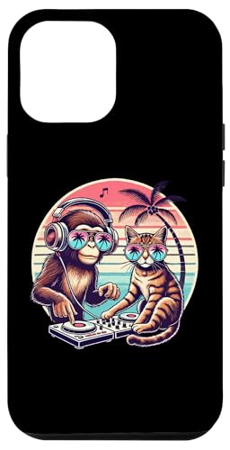 Hülle für iPhone 12 Pro Max Affe und Katze DJ Musik Kopfhörer Sonnenbrille Musikfestival von Festival Shirt Herren Rock Monkey