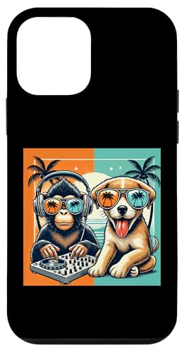 Hülle für iPhone 12 mini Affe und Dog DJ Musik Kopfhörer Sonnenbrille Musikfestival von Festival Shirt Herren Rock Monkey