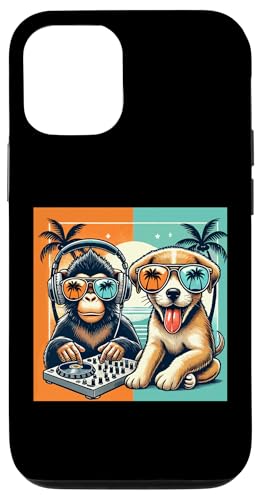 Hülle für iPhone 13 Affe und Dog DJ Musik Kopfhörer Sonnenbrille Musikfestival von Festival Shirt Herren Rock Monkey