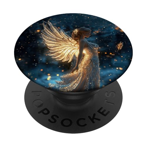 Eleganter Engel in der Weihnachtsszene PopSockets Klebender PopGrip von ,Festive Angelic Charm Pavilion,