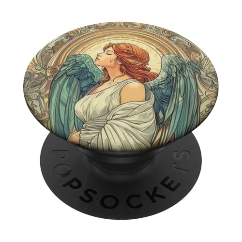 Eleganter Engel in der Weihnachtsszene PopSockets Klebender PopGrip von ,Festive Angelic Charm Pavilion,