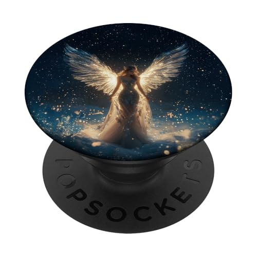 Eleganter Engel in der Weihnachtsszene PopSockets Klebender PopGrip von ,Festive Angelic Charm Pavilion,