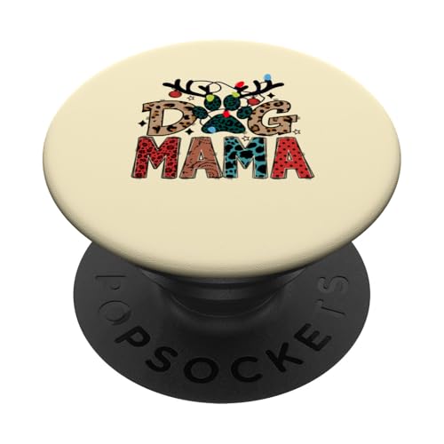 Dog Mama | Rentier Weihnachtsbeleuchtung Niedlicher Weihnachtshund PopSockets Klebender PopGrip von Festive Dog Lovers Collection Inc