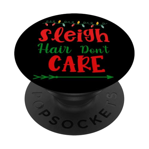 Schlitten Hair Don't Care Weihnachtsbeleuchtung Spaß PopSockets Klebender PopGrip von Festive Holiday Cheer Merry Fun Christmas Vibes