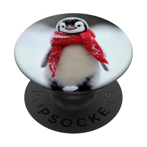 Niedlicher Pinguin in festlicher, verschneiter PopSockets Klebender PopGrip von Festive Holiday Pavilion & Curations