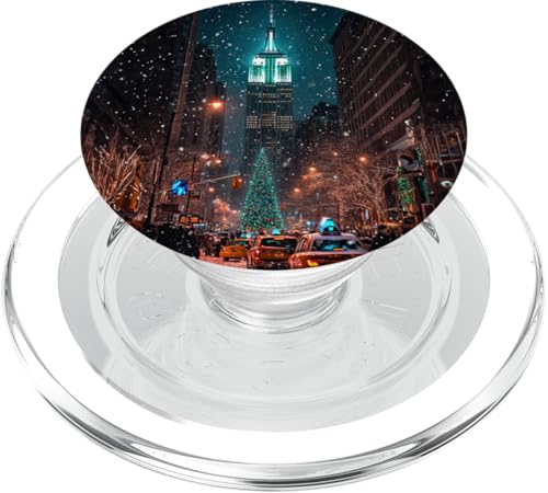 Verschneite Winterstadtlandschaft mit Wolkenkratzer und PopSockets PopGrip für MagSafe von Festive Holiday Pavilion & Curations