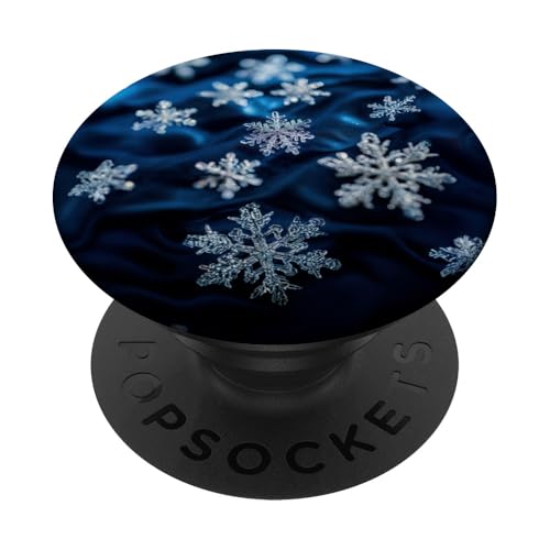 Zarte Schneeflocken auf dunklem Winterhintergrund PopSockets Klebender PopGrip von Festive Holiday Pavilion & Curations