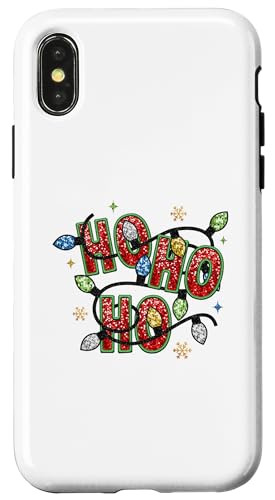 Hülle für iPhone X/XS Ho Ho Ho Weihnachtsbeleuchtung von Festive Holiday