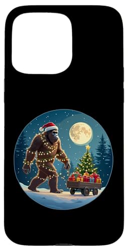 Hülle für iPhone 15 Pro Max Bigfoot Weihnachtsmann Weihnachtsbaum Lichter Xmas Sasquatch Lovers von Festive Sasquatch Spirit Bigfoot’s Gift Wagon xmas