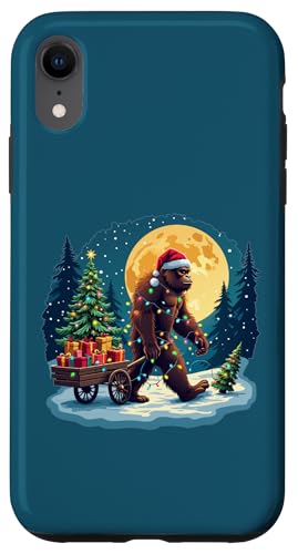 Hülle für iPhone XR Bigfoot Weihnachtsmann Weihnachtsbaum Lichter Sasquatch Xmas Männer Frauen von Festive Sasquatch Spirit Bigfoot’s Gift Wagon xmas